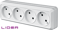 Розетка чотиримісна TM LiDER LVO16-752 серія "Легенда"