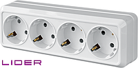 Розетка чотиримісна TM LiDER LVO16-753 із заземленням серія "Легенда"
