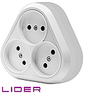 Розетка тримісна TM LiDER LRO16-740 універсальна серія "Легенда"