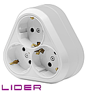 Розетка тримісна універсальна TM LiDER LRO16-749 із заземленням серія "Легенда"