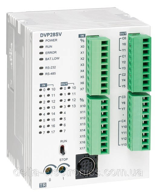 Базовий модуль контролера серії SV2 Delta Electronics, 16DI/12DOреле, 24 В, RS232, RS485, DVP14SS211R