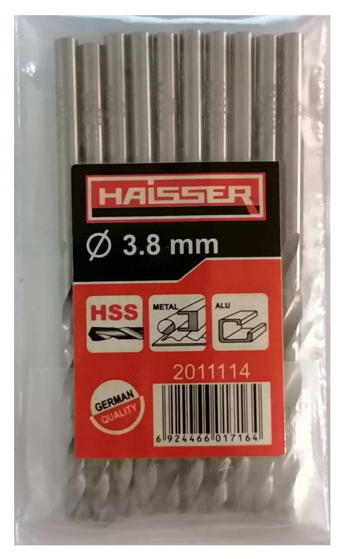 Свердло по металу 3.8х43х75 мм циліндричний хвостовик (DIN 338), HAISSER (HS101009/2011114) 15839