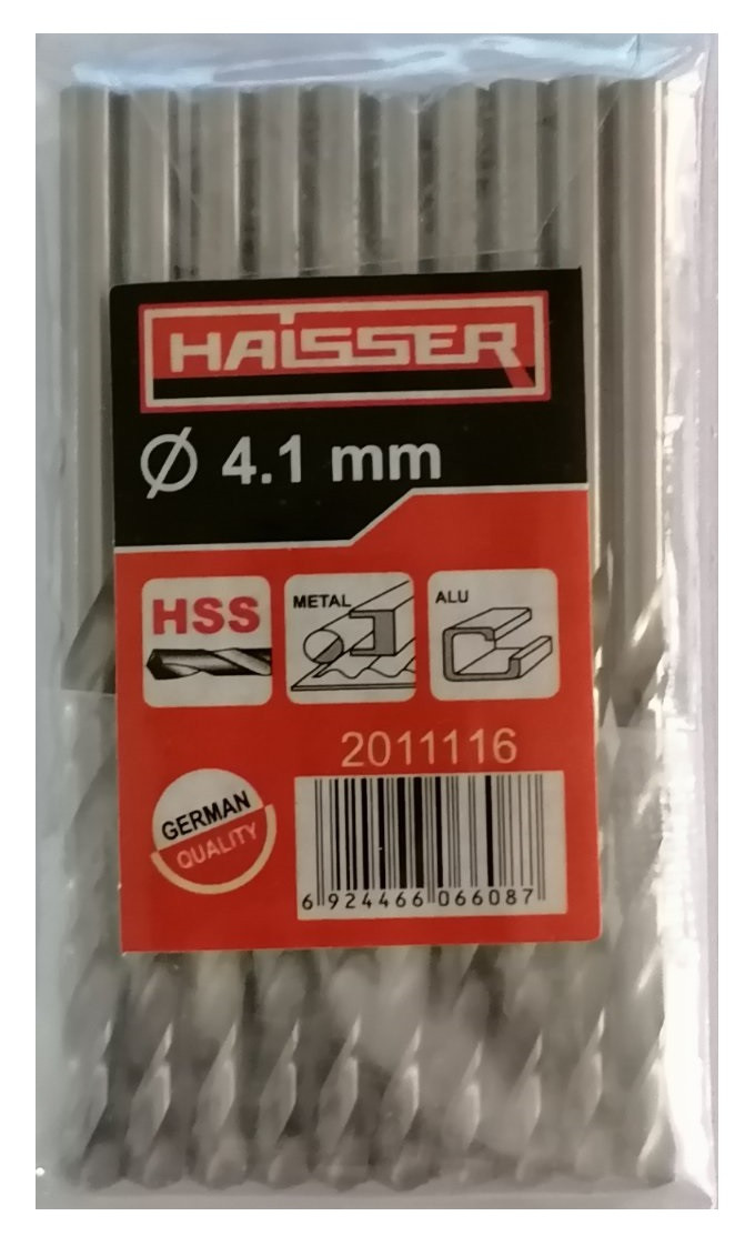 Сверло по металлу 4.1х43х75 мм цилиндрический хвостовик (DIN 338), HAISSER (HS101053/2011116) 34026