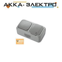 Комбинация розетки с заземлением и выключателя 1-кл.ViKO Palmiye 90555581 Серый
