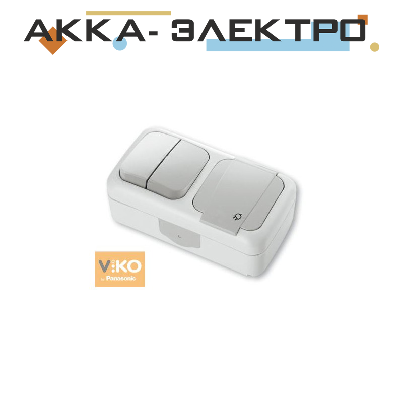 Комбінація розетки з заземленням та вимикача 2-кл. ViKO Palmiye 90555482 Білий