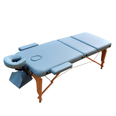 Складаний масажний стіл з дерев'яними ніжками ZENET ZET-1047 розмір М Блакитний