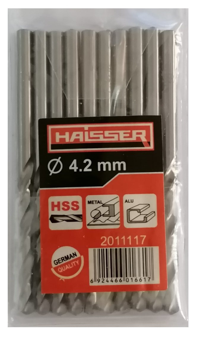 Свердло по металу 4.2х43х75 мм циліндричний хвостовик (DIN 338), HAISSER (HS101011/2011117) 15841