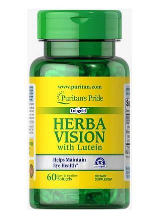 Для підтримки зору Puritan's Pride HerbaVision with Lutein 60 капс. (термін по 5.23), фото 1