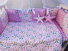 Набір постільної білизни в дитяче ліжечко "Зірочки" - Бортики в ліжечко - 8 предметів
