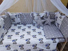 Набір постільної білизни в дитяче ліжечко "Зірочки" - Бортики в ліжечко - 8 предметів
