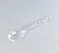 Ложка одноразовая фуршетная десертная 10 см., 100 шт/уп стеклоподобная, прозрачная NEW