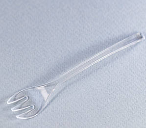 Виделка одноразова фуршетна-десертна 10 см, склеподібна прозора, 3 зубці, 100 шт/уп