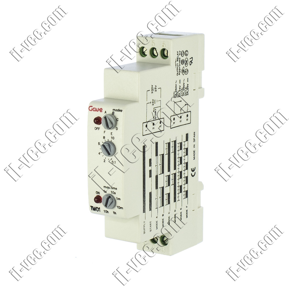 Реле часу багатофункціональне Gawe TM01, 24VDC 24.230VAC, SPDT 5A/250VAC