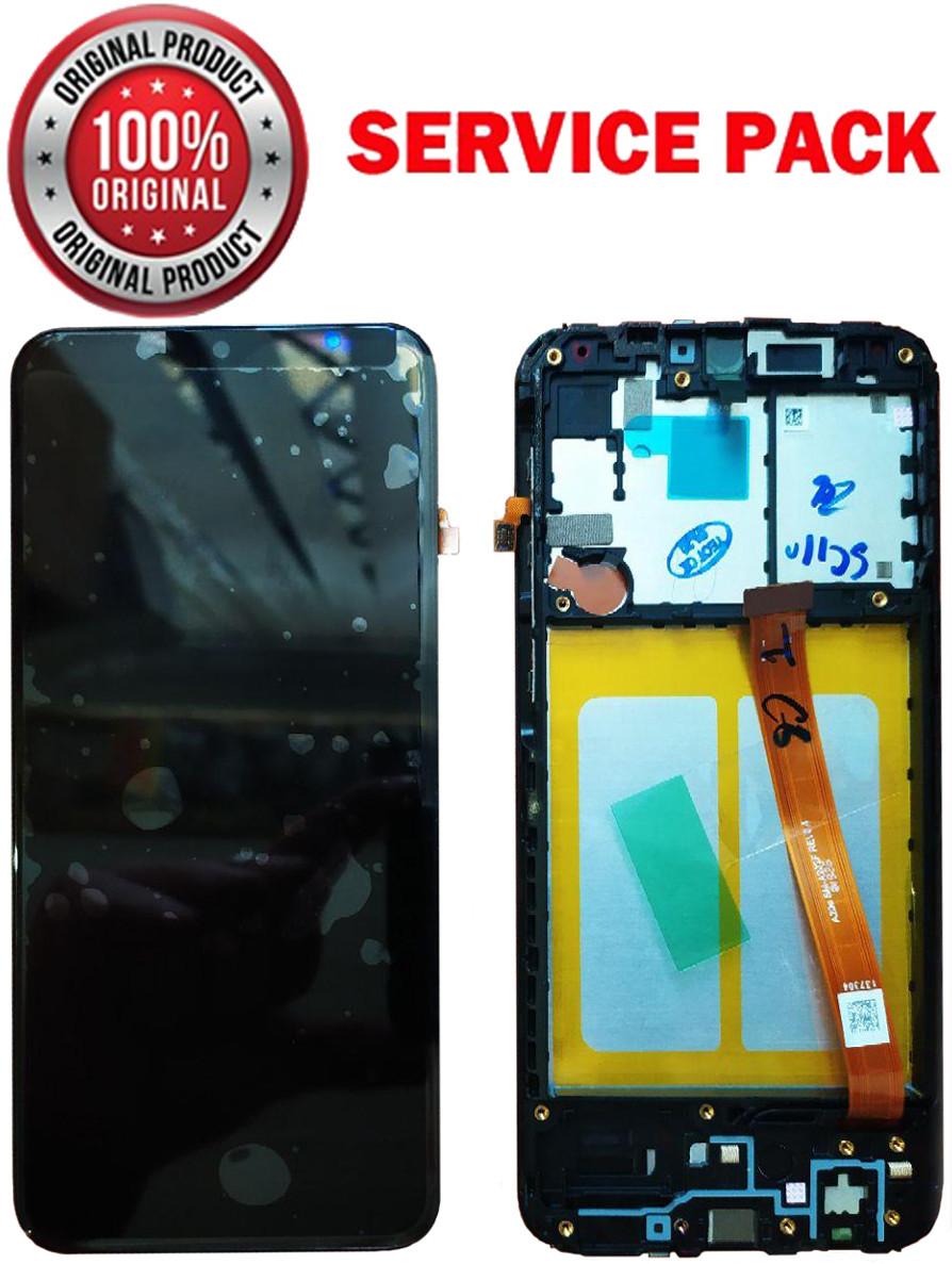 Дисплейний модуль (екран) для Samsung A202 Galaxy A20e (2019) чорний Оригінал 100% SERVICE PACK В РАМКЕ