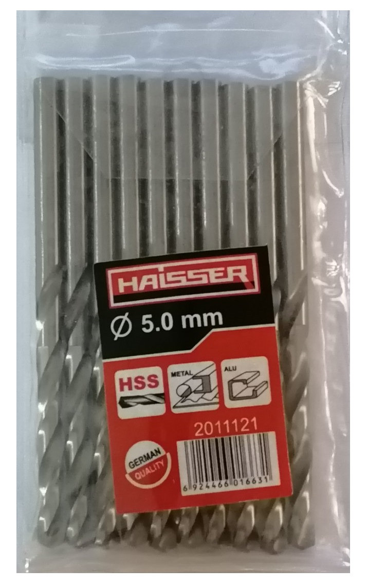 Свердло по металу 5.0х52х86 мм циліндричний хвостовик (DIN 338), HAISSER (HS101013/2011121) 15843