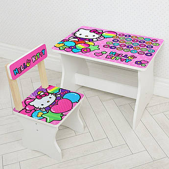 Дитячий дерев'яний столик і стільчик Хелло Кітті Hello Kitty BAMBI 504-49 для дітей від 1 року