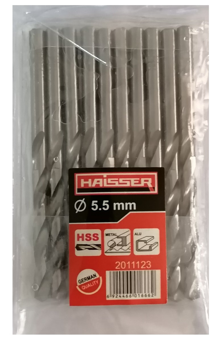 Сверло по металлу 5.5х57х93 мм цилиндрический хвостовик (DIN 338), HAISSER (HS101014/2011123) 15844