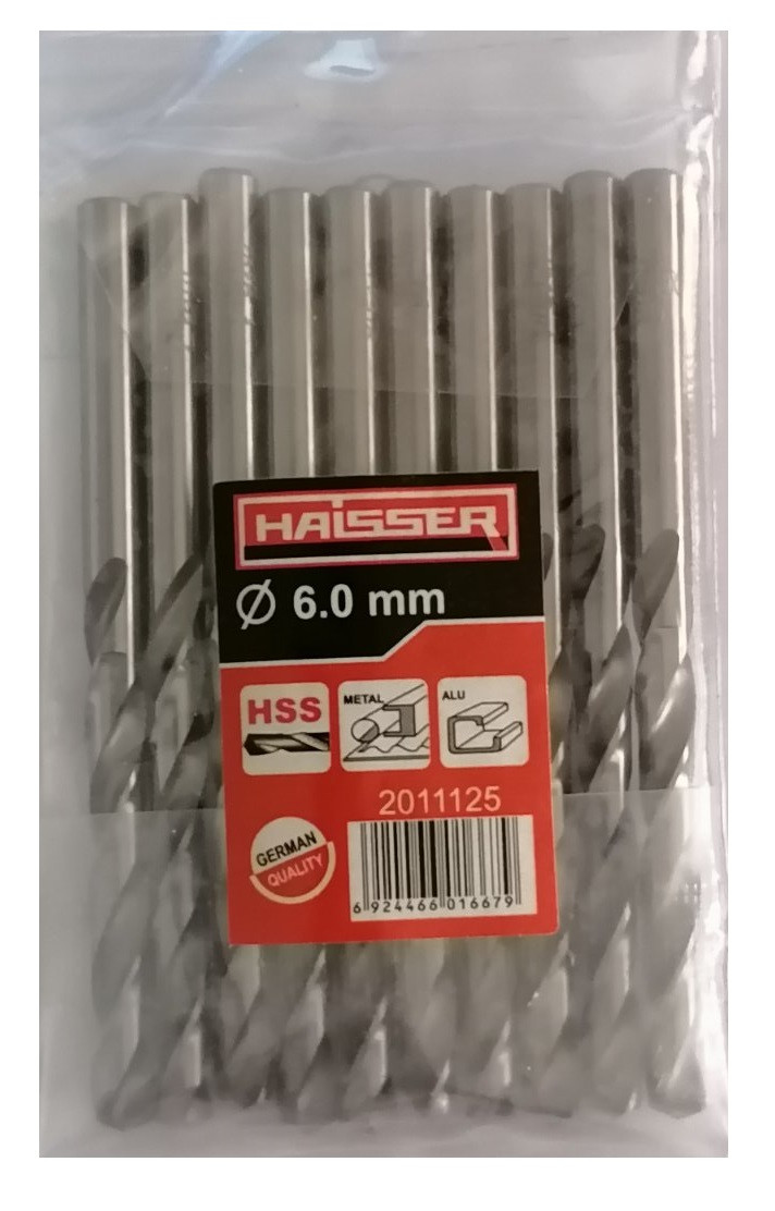 Свердло по металу 6.0х57х93 мм циліндричний хвостовик (DIN 338), HAISSER (HS101015/2011125) 15845
