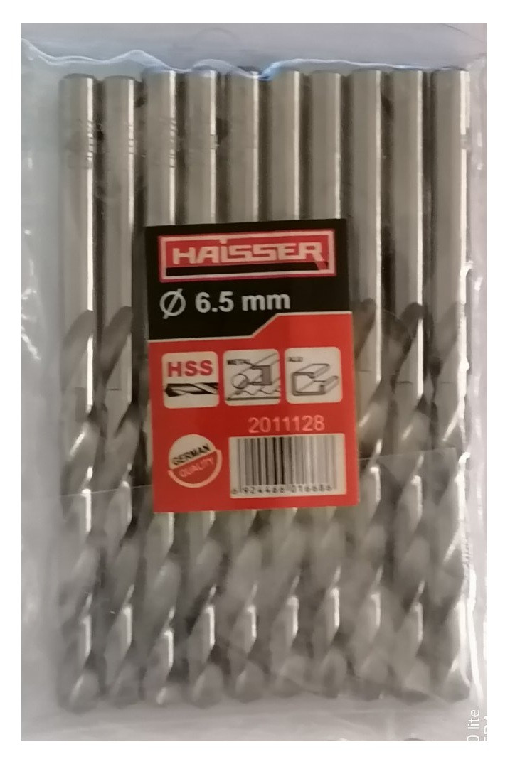 Свердло по металу 6.5х63х101 мм циліндричний хвостовик (DIN 338), HAISSER (HS101016/2011128) 15846