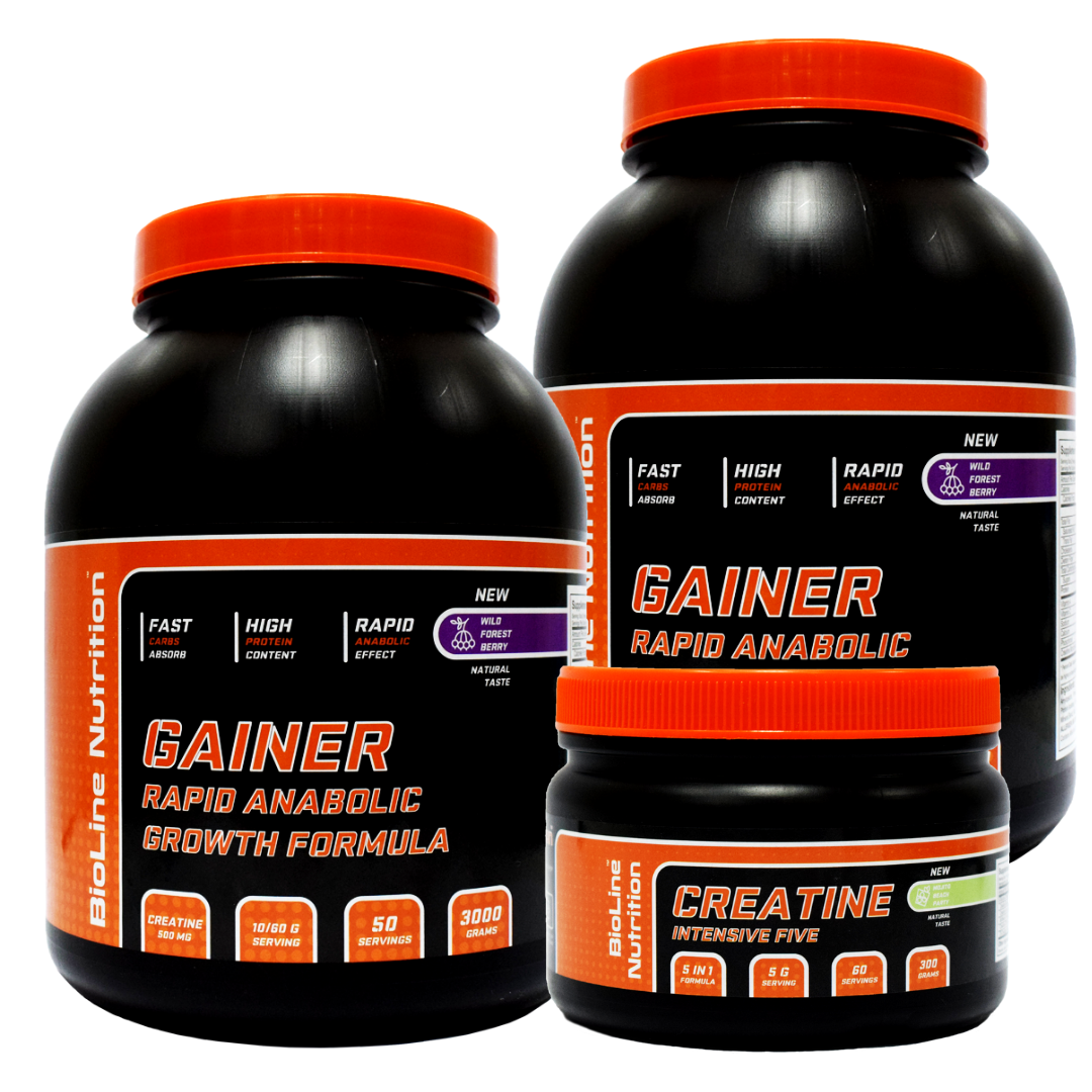 ВІТАМІННИЙ МАС АКЦІЯ: 6 кг RAPID ANABOLIC GAINER, Мультифрукт, Німеччина + CREATINE INTENSIVE FIVE 150 капсул