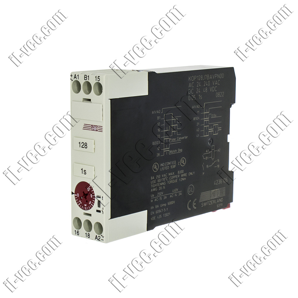 Реле времени Saia-burgess KOP.J, KOP128J7BAVPN00, 24..240V AC/DC, SPDT, 8A/250VAC