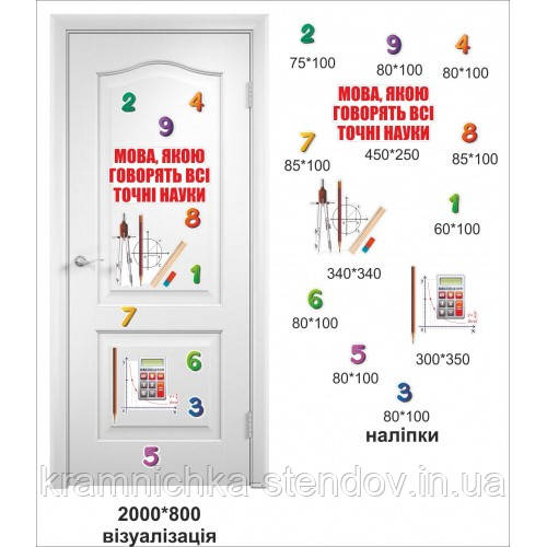 Наклейки на двері в кабінет математики