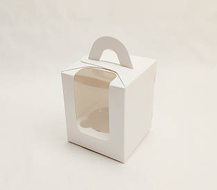 Коробка для капкейків "Біла на 1 шт. з вікном"