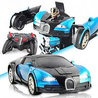 Машинка Трансформер Bugatti Robot Car с пультом Size 112 Синяя! BEST