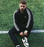 Спортивний костюм чоловічий весна осінь Adidas Адідас трикотаж чорний. Живе фото. Чоловічий костюм модний, фото 4