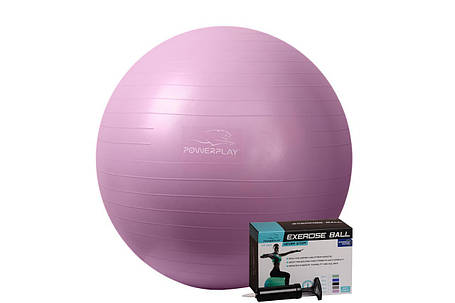 М'яч для фітнесу PowerPlay 4001 75см Фіолетовий + насос, фото 2