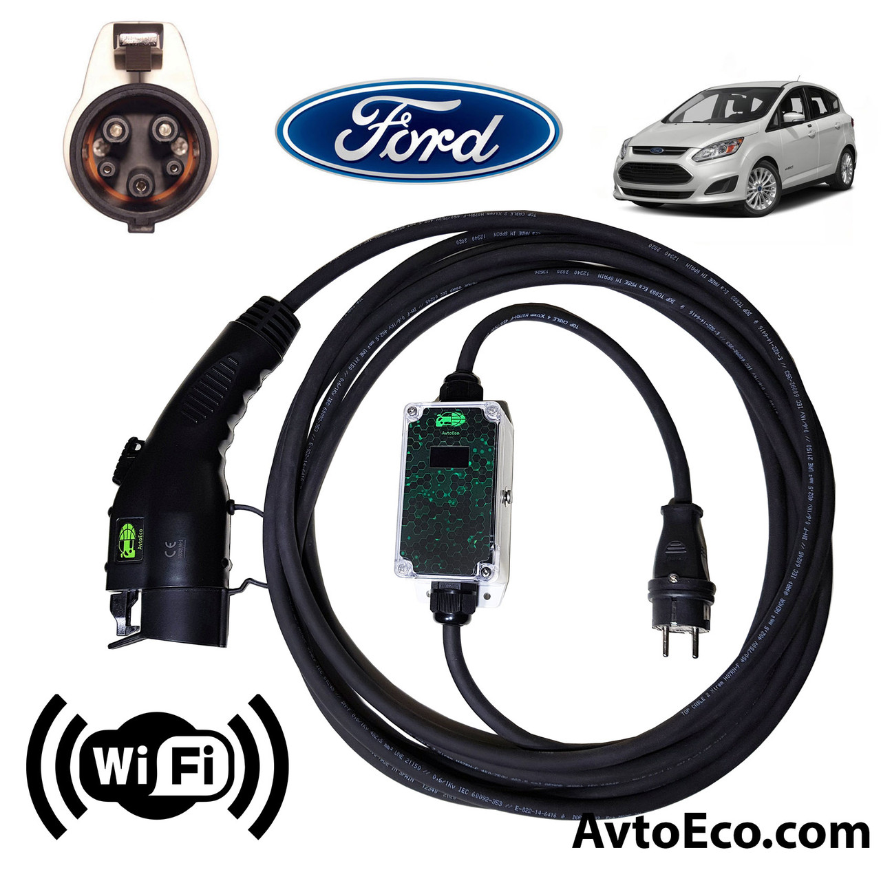 Зарядний пристрій для електромобіля Ford C-Max Energi AutoEco J1772-16A Wi-Fi, фото 1