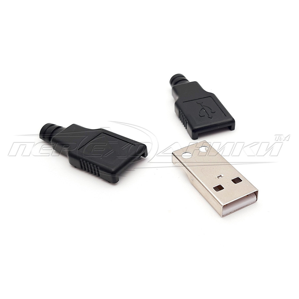 Разъем штекер USB-A , черный с корпусом и кабельным вводом - фото 2 - id-p1236671995