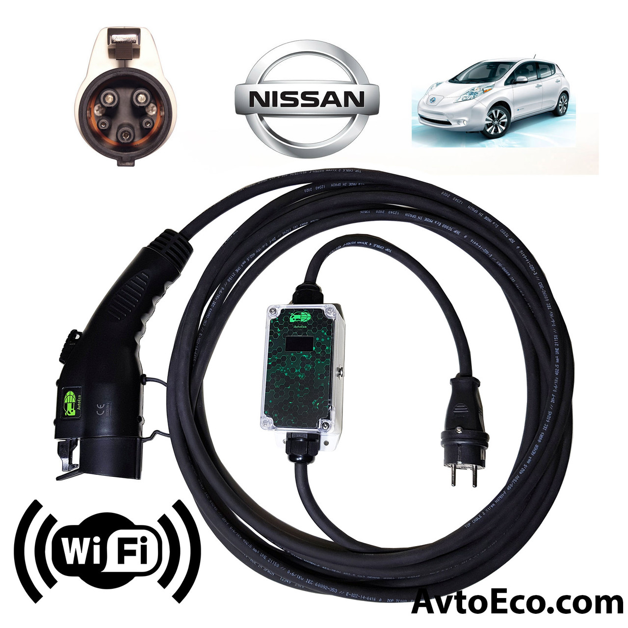 Зарядное устройство для электромобиля Nissan Leaf AutoEco J1772-16A-Wi-Fi - фото 1 - id-p638637622