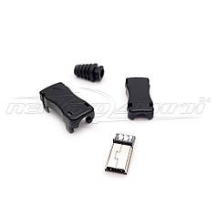 Роз'єм штекер mini USB 5pin, чорний з корпусом HQ