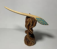 Шпилька деревянная, Заколка деревянная, Заколка для волос с инкрустацией камня туркинит, Аксессуар для волос