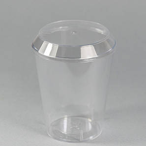 Піала з кришкою фуршетна кругла 175 мл, 7,5х8,5 см., 25 шт/уп склоподібний, прозора