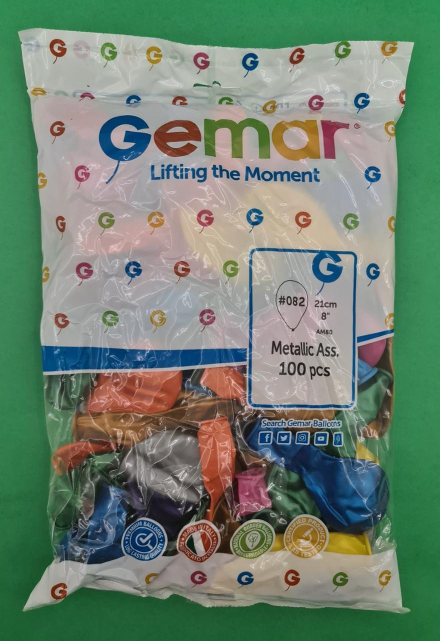 Повітряні кульки 8" (21 см) асорті металік 100 шт (1 пачка), фото 1