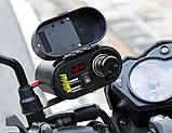 Мото прикурювач на кермо USB зарядка для мотоцикла с вольтметром універсальна, фото 4