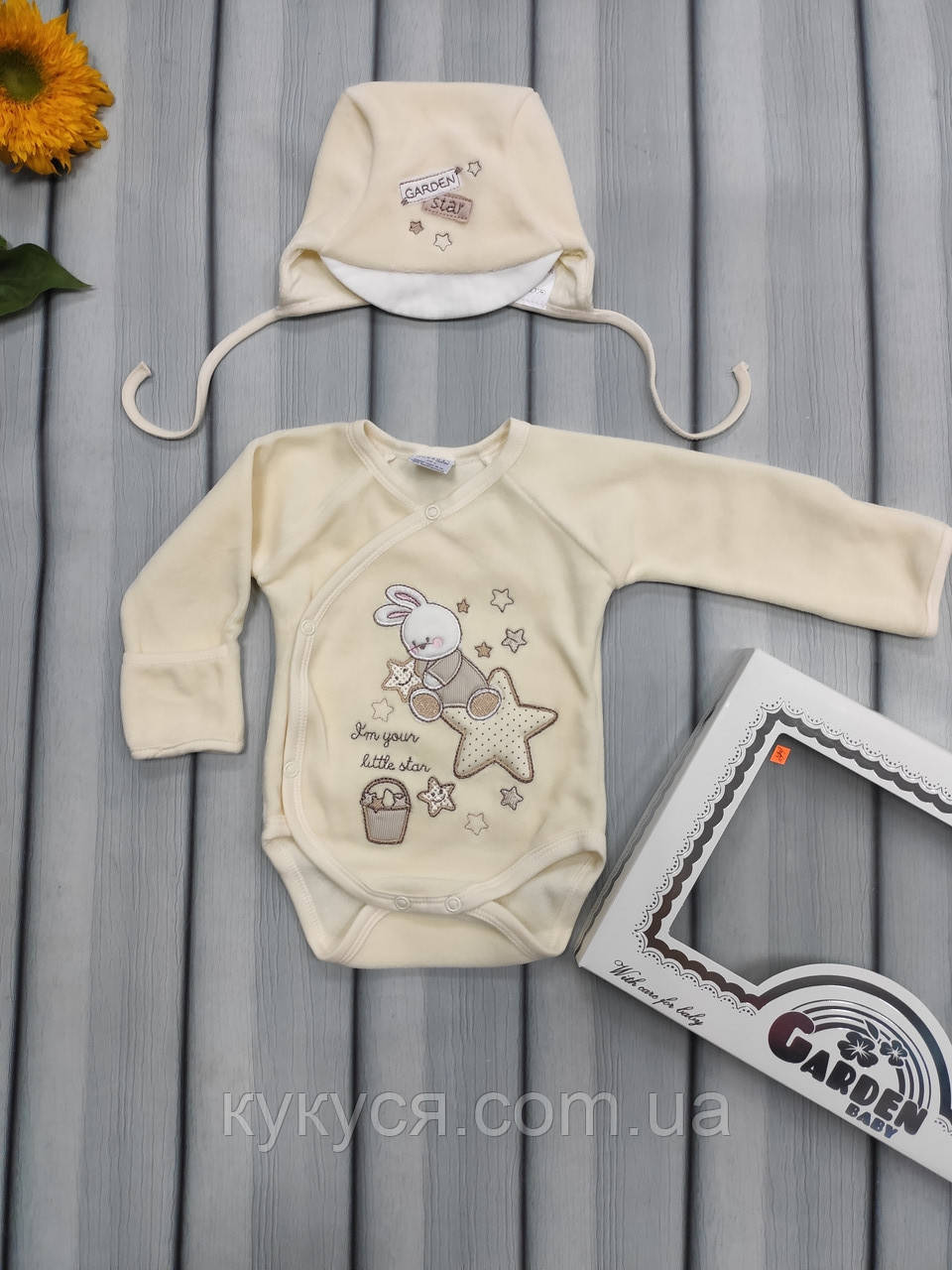 Комплект дитячий для новонародженого велюровий, фото 1