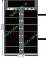 Електронне табло обміну на 6 валют 820х1300мм двостороннє (торцеве)