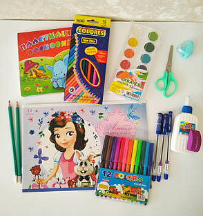 Шкільний набір канцтоварів для дівчинки Стандарт, 19 предметів, фото 2