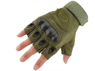 Тактичні рукавички Oakley / Військові з відкритими пальцями Зелений XL
