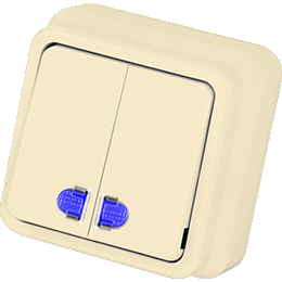 Вимикач подвійний з підсвіткою зовнішній GUNSAN MISYA КРЕМ MS 05 12 104