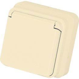Розетка одинарна євро з кришкою зовнішня GUNSAN MISYA КРЕМ MS 05 12 117, фото 1