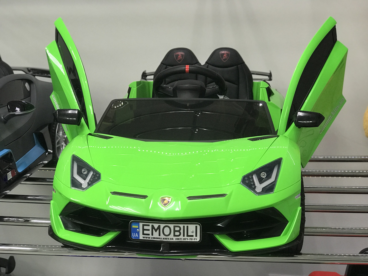 Дитячий електромобіль кабріолет Lamborghini Aventador, led-підсвітка днища, двері відчиняються вгору, фото 1