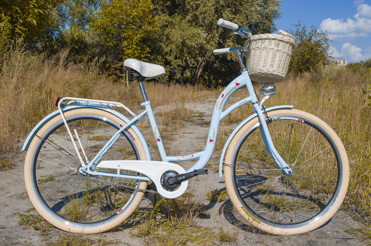 Велосипед жіночий міський VANESSA Vintage 28 Sky Blue з кошиком Польща, фото 1
