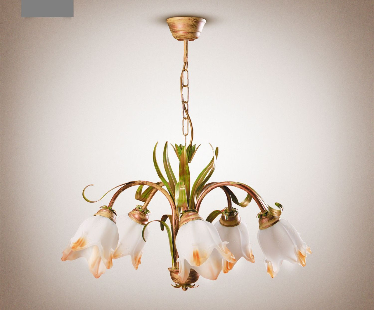 Купить Люстра с листочками для зала на цепи на 5 стеклянных плафонов ...