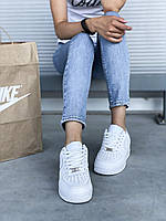 Білі повсякденні кроси Nike Air Force White. Кросівки жіночі Найк Аір Форс шкіряні повністю білі., фото 5