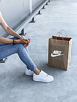 Білі повсякденні кроси Nike Air Force White. Кросівки жіночі Найк Аір Форс шкіряні повністю білі., фото 8