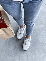 Білі повсякденні кроси Nike Air Force White. Кросівки жіночі Найк Аір Форс шкіряні повністю білі., фото 7